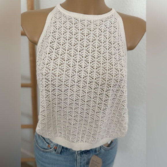 NWT Women's Halter Crewneck Open Work
Pullover Sweater - A New Day cream - Picture 8 of 8